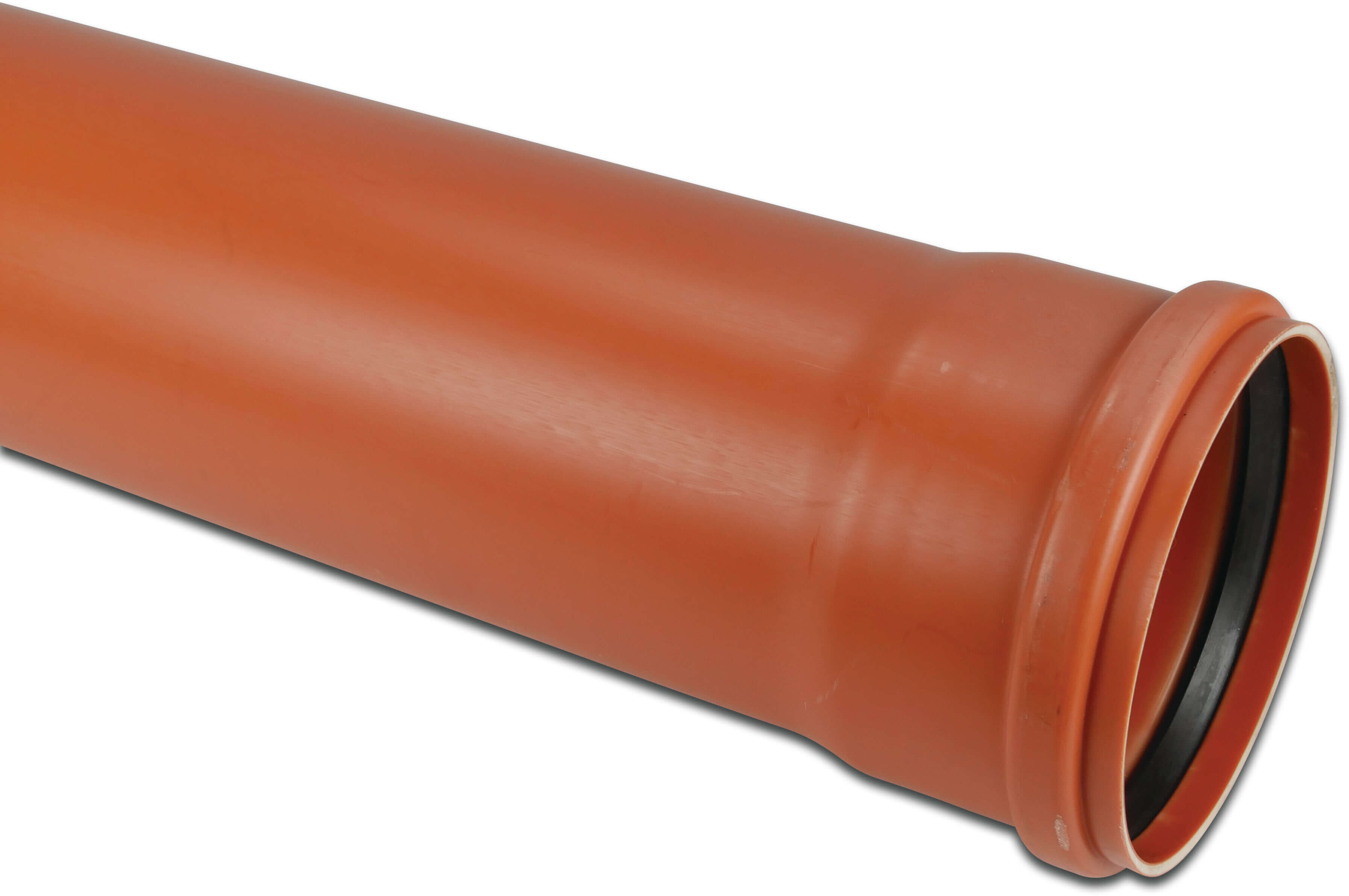 Afvoerbuis PVC-U 250 mm x 6,2 mm SN4 manchet x glad roodbruin 5m
